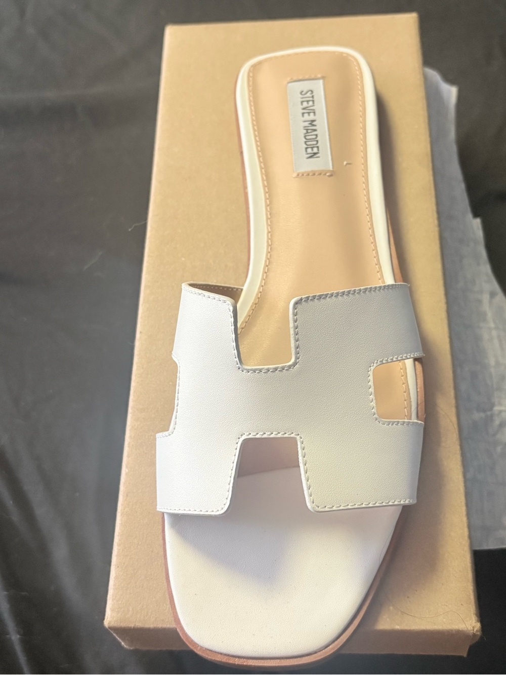 Steve Madden White Cutout Slide Sandal